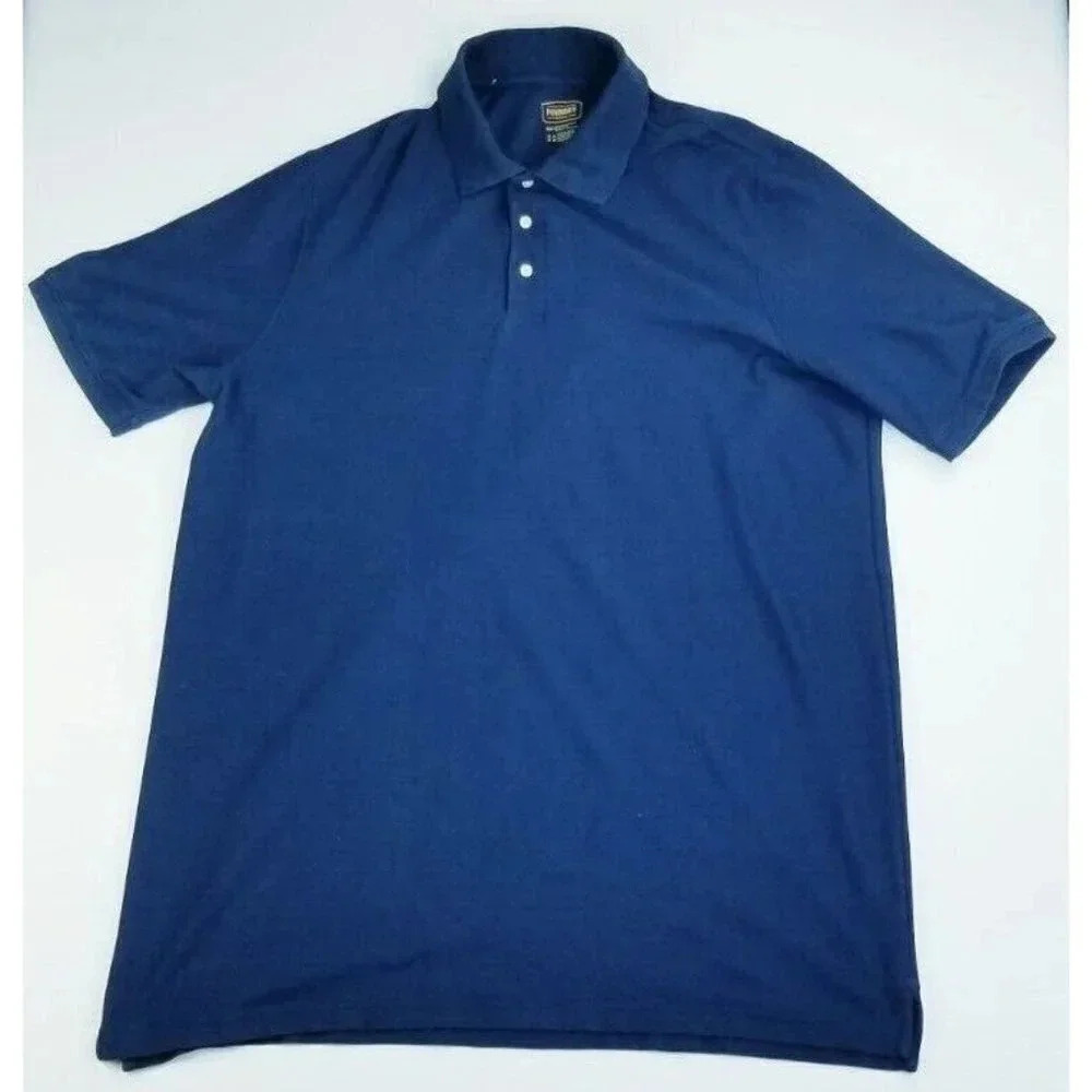 The Foundry Size 2XLT Men's Navy Blue Short Sleeve Polo Shirt